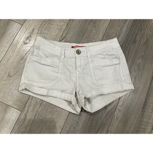 Unionbay White Denim Shorts Low Rise Cuffed Size 1 Casual Summer Mini Shorts